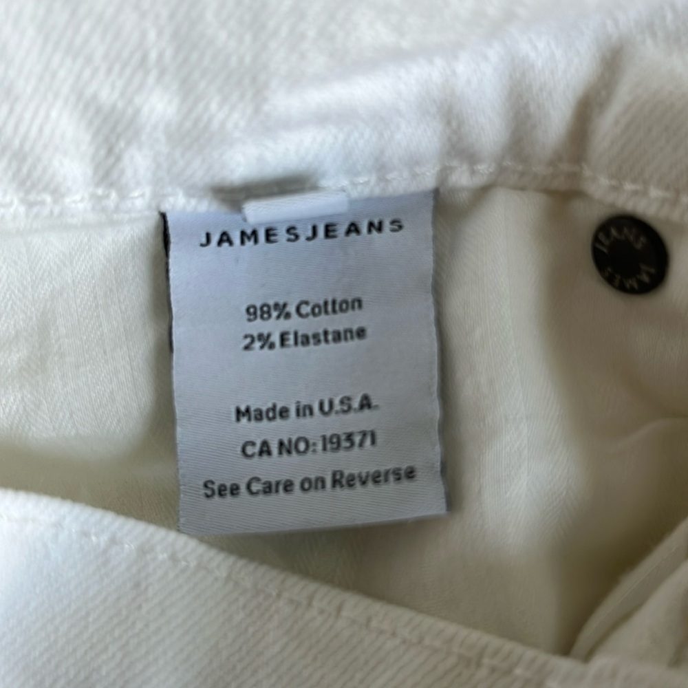 🆕 James Jeans Mid Rise Ciggy Jean Distressed Knee Frayed Hem White Size 25 - Picture 9 of 14